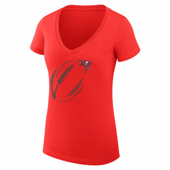 Tampa Bay Buccaneers G-III 4Her by Carl Banks Women's Super-Slim Fit Lightweight Subtle Football V-Neck T-Shirt Red