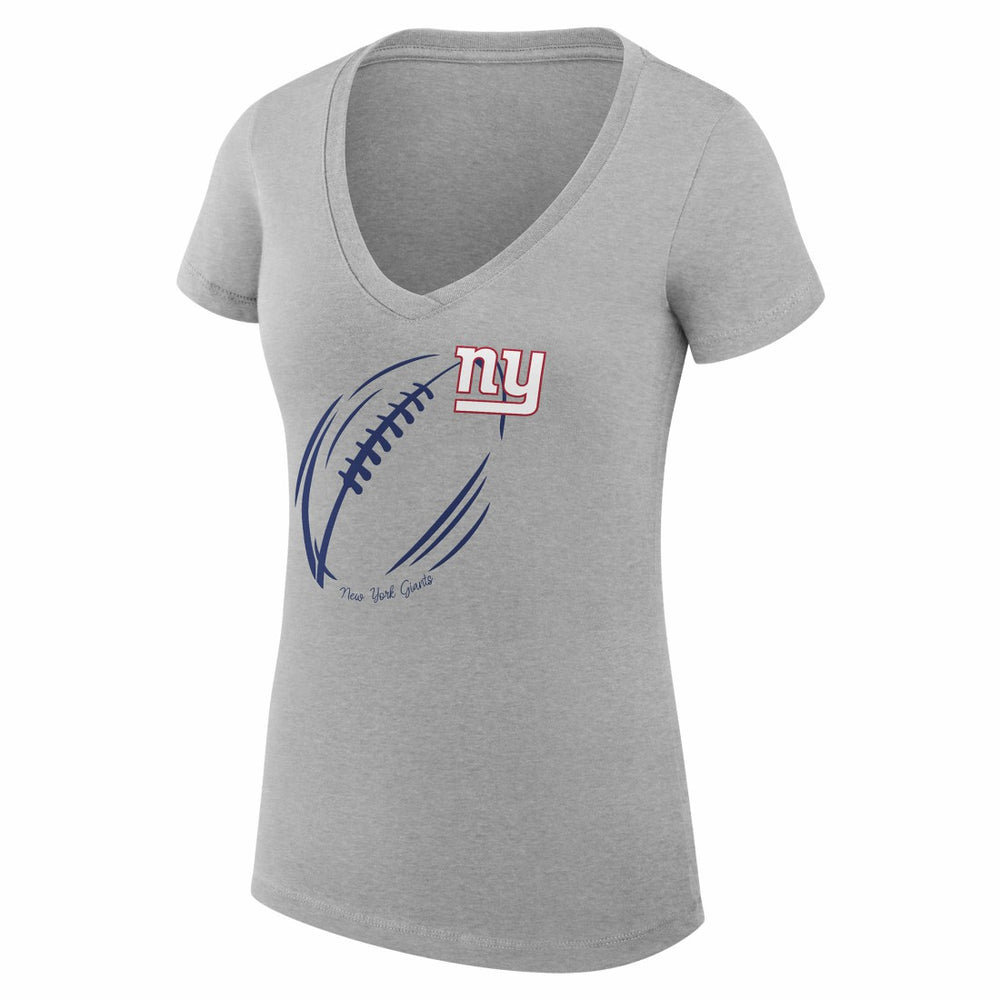 New York Giants G-III 4Her by Carl Banks Women's Super-Slim Fit Lightweight Subtle Football V-Neck T-Shirt Heather Gray