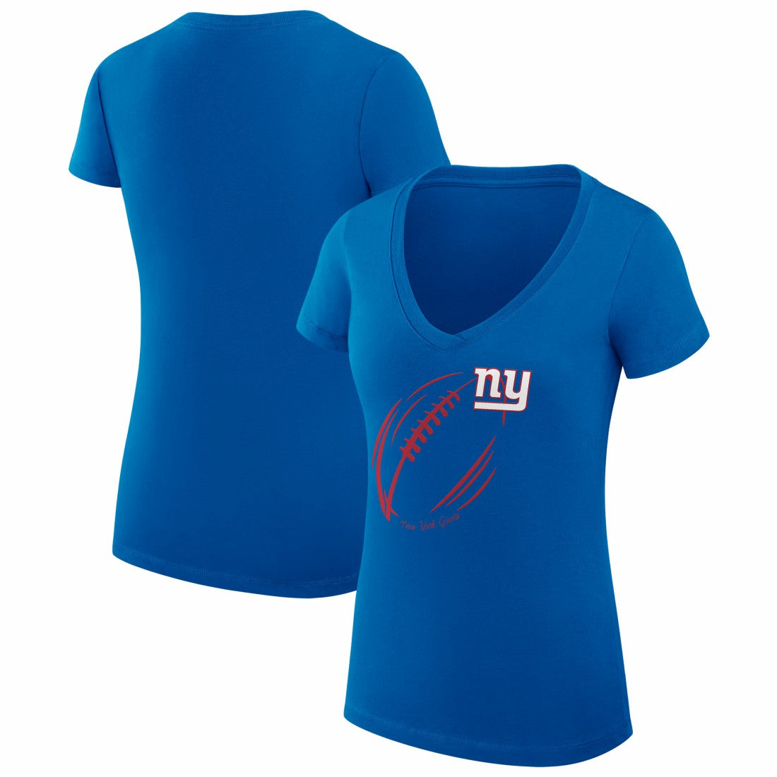 New York Giants G-III 4Her by Carl Banks Women's Super-Slim Fit Lightweight Subtle Football V-Neck T-Shirt Royal