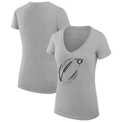Las Vegas Raiders G-III 4Her by Carl Banks Women's Super-Slim Fit Lightweight Subtle Football V-Neck T-Shirt Heather Gray