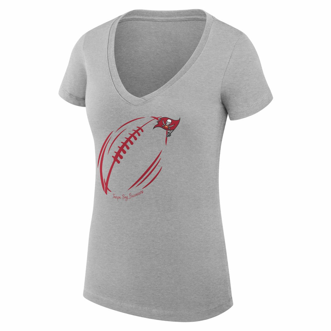 Tampa Bay Buccaneers G-III 4Her by Carl Banks Women's Super-Slim Fit Lightweight Subtle Football V-Neck T-Shirt Heather Gray