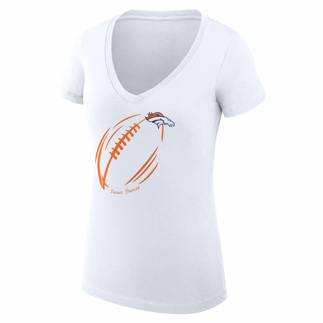 Denver Broncos G-III 4Her by Carl Banks Women's Super-Slim Fit Lightweight Subtle Football V-Neck T-Shirt White
