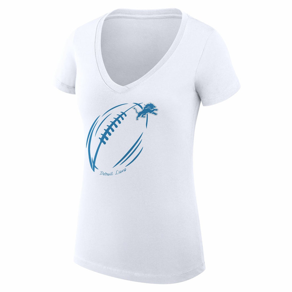 Detroit Lions G-III 4Her by Carl Banks Women's Super-Slim Fit Lightweight Subtle Football V-Neck T-Shirt White
