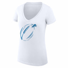 Detroit Lions G-III 4Her by Carl Banks Women's Super-Slim Fit Lightweight Subtle Football V-Neck T-Shirt White