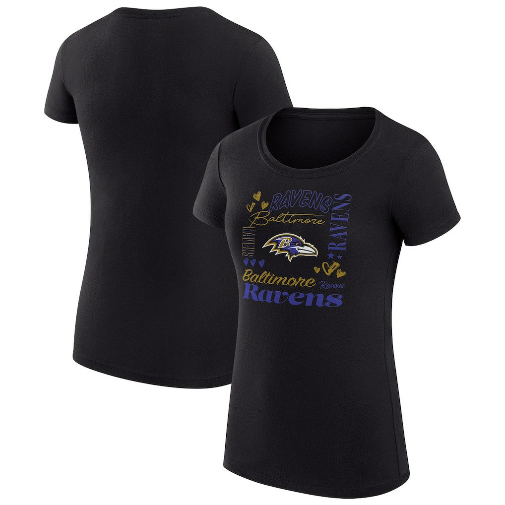 Baltimore Ravens G-III 4Her by Carl Banks Women's Super-Slim Fit Lightweight Collage Team T-Shirt Black