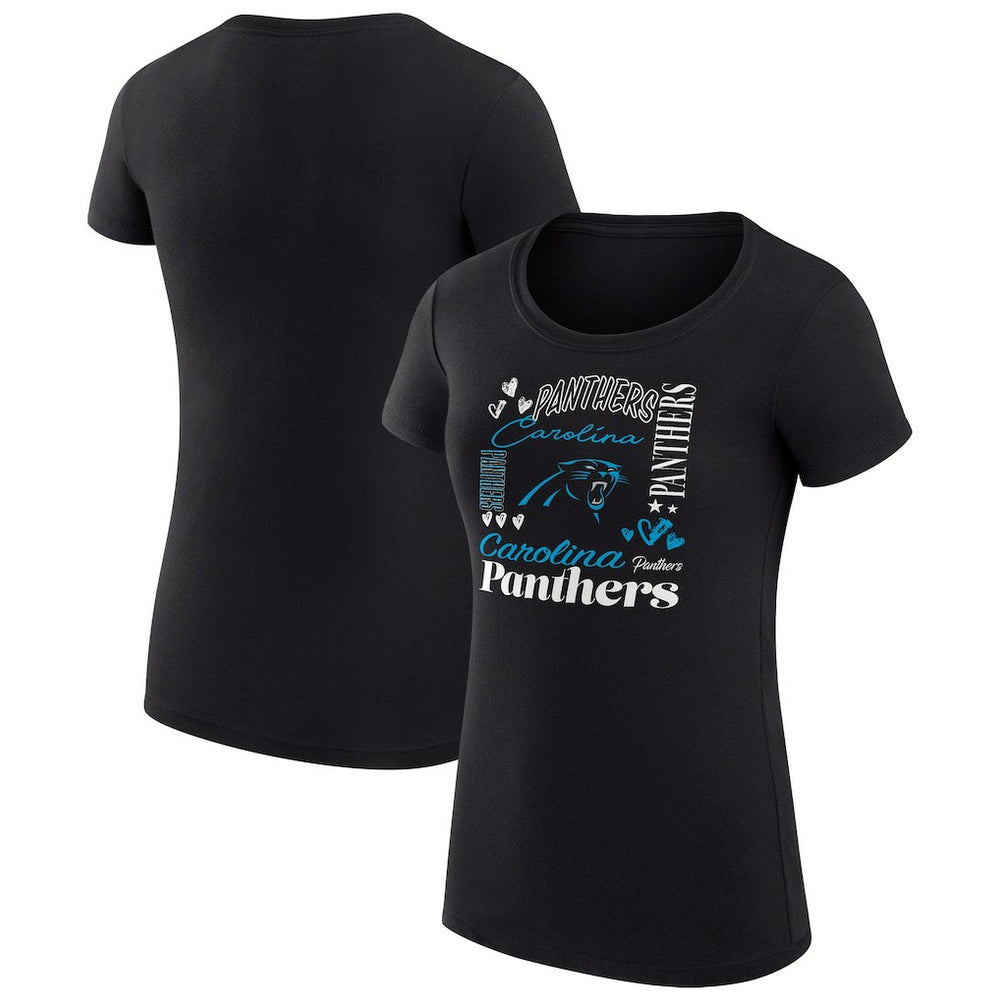 Carolina Panthers G-III 4Her by Carl Banks Women's Super-Slim Fit Lightweight Collage Team T-Shirt Black