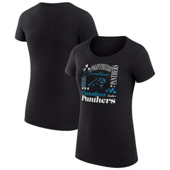 Carolina Panthers G-III 4Her by Carl Banks Women's Super-Slim Fit Lightweight Collage Team T-Shirt Black