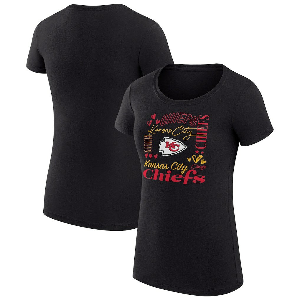 Kansas City Chiefs G-III 4Her by Carl Banks Women's Super-Slim Fit Lightweight Collage Team T-Shirt Black