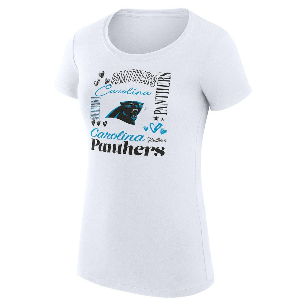 Carolina Panthers G-III 4Her by Carl Banks Women's Super-Slim Fit Lightweight Collage Team T-Shirt White