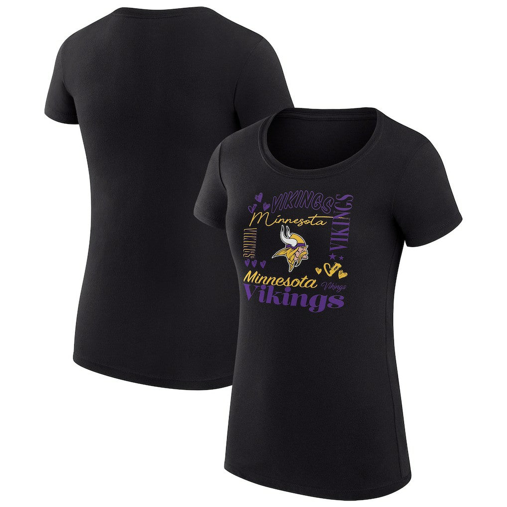 Minnesota Vikings G-III 4Her by Carl Banks Women's Super-Slim Fit Lightweight Collage Team T-Shirt Black