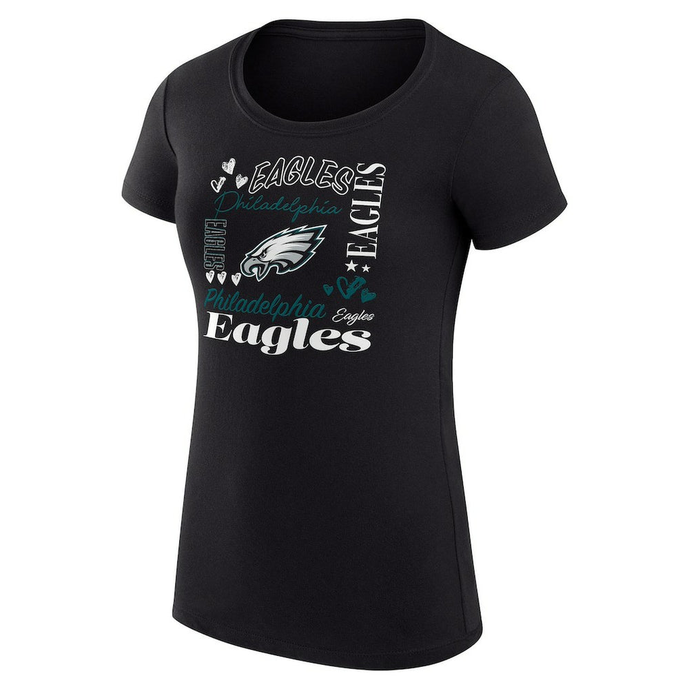 Philadelphia Eagles G-III 4Her by Carl Banks Women's Super-Slim Fit Lightweight Collage Team T-Shirt Black