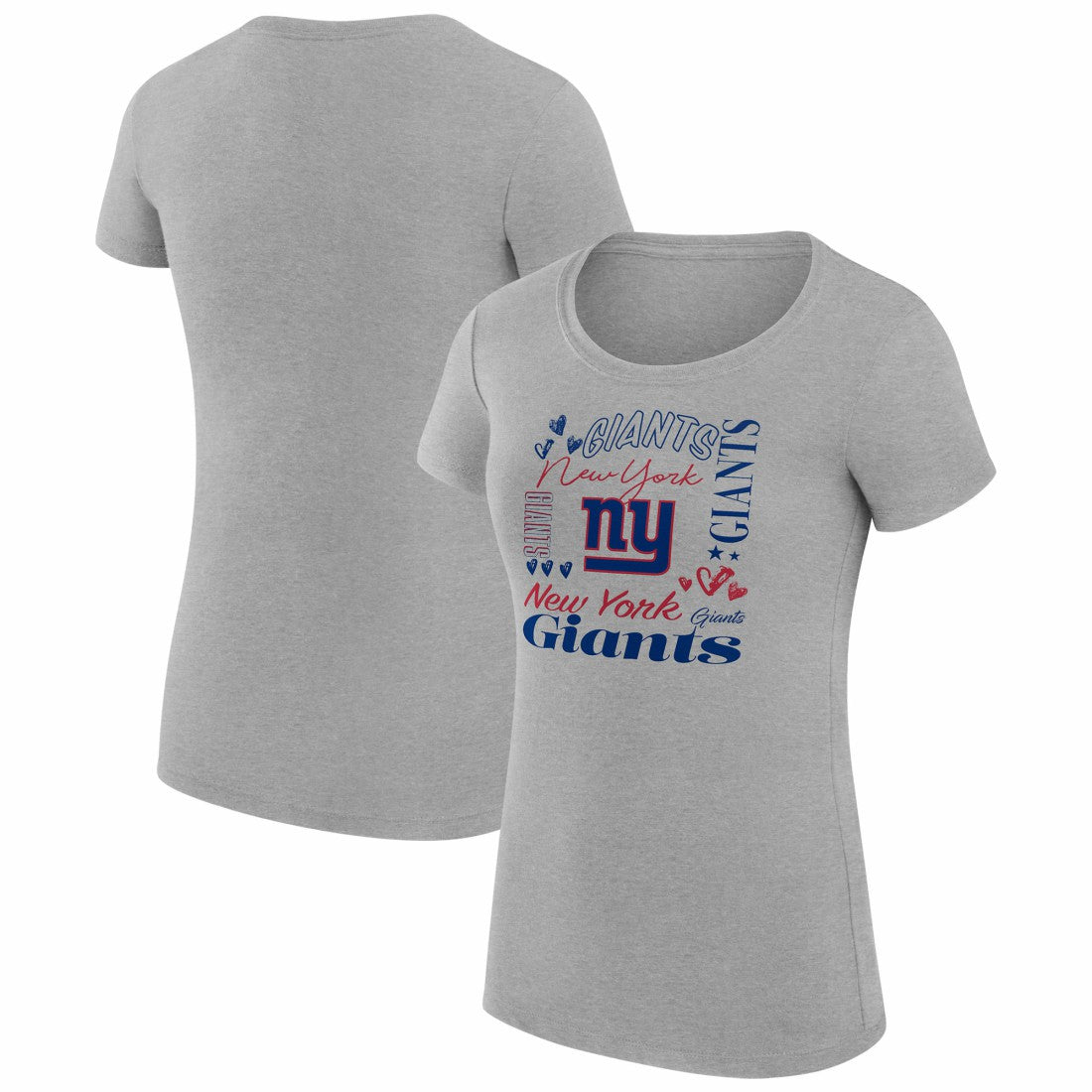 New York Giants G-III 4Her by Carl Banks Women's Super-Slim Fit Lightweight Collage Team T-Shirt Heather Gray