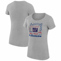 New York Giants G-III 4Her by Carl Banks Women's Super-Slim Fit Lightweight Collage Team T-Shirt Heather Gray