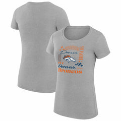 Denver Broncos G-III 4Her by Carl Banks Women's Super-Slim Fit Lightweight Collage Team T-Shirt Heather Gray