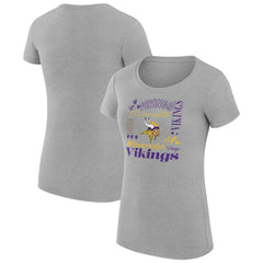 Minnesota Vikings G-III 4Her by Carl Banks Women's Super-Slim Fit Lightweight Collage Team T-Shirt Heather Gray