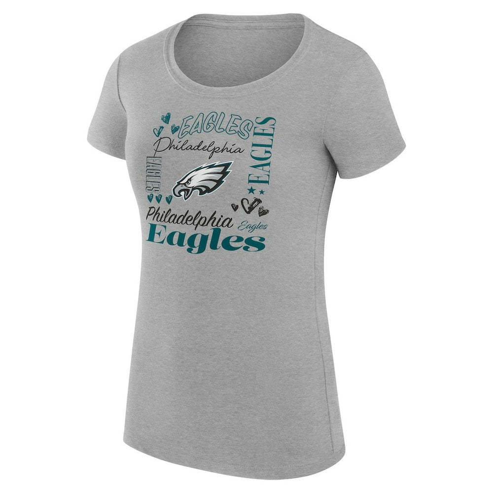 Philadelphia Eagles G-III 4Her by Carl Banks Women's Super-Slim Fit Lightweight Collage Team T-Shirt Heather Gray