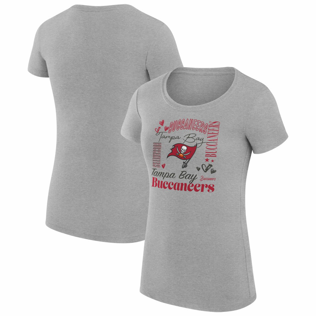 Tampa Bay Buccaneers G-III 4Her by Carl Banks Women's Super-Slim Fit Lightweight Collage Team T-Shirt Heather Gray