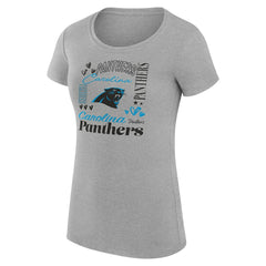 Carolina Panthers G-III 4Her by Carl Banks Women's Super-Slim Fit Lightweight Collage Team T-Shirt Heather Gray