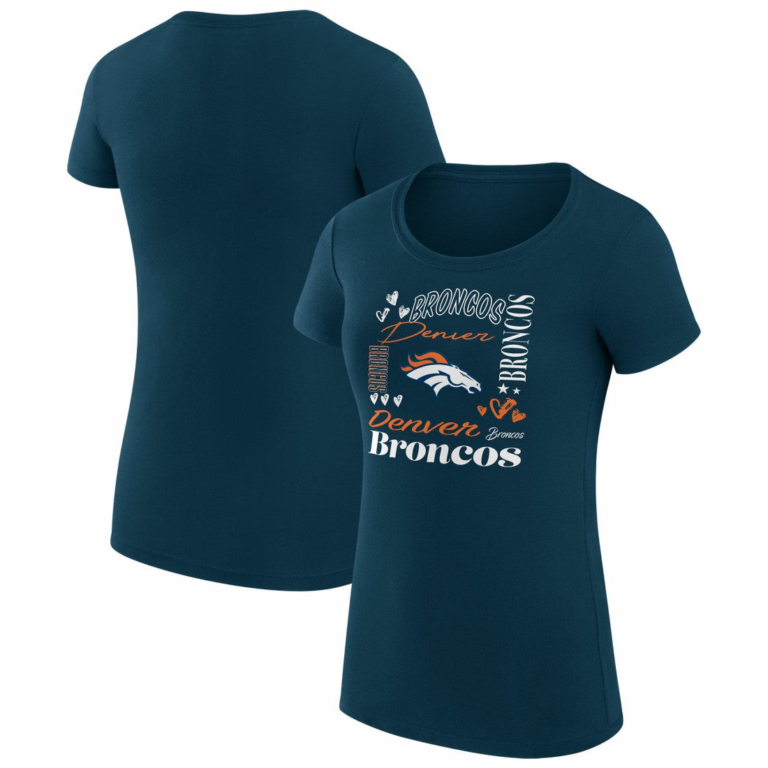 Denver Broncos G-III 4Her by Carl Banks Women's Super-Slim Fit Lightweight Collage Team T-Shirt Navy