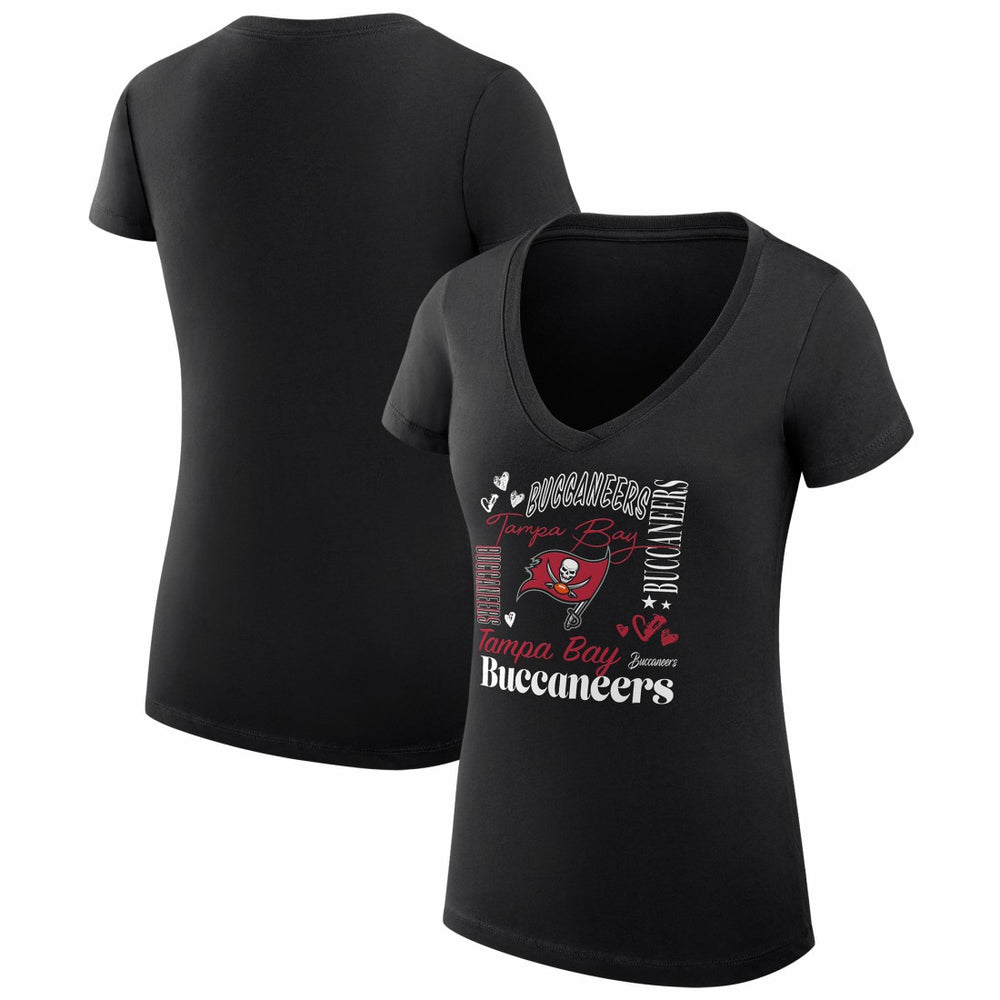 Tampa Bay Buccaneers G-III 4Her by Carl Banks Women's Super-Slim Fit Lightweight Collage Team V-Neck T-Shirt Black