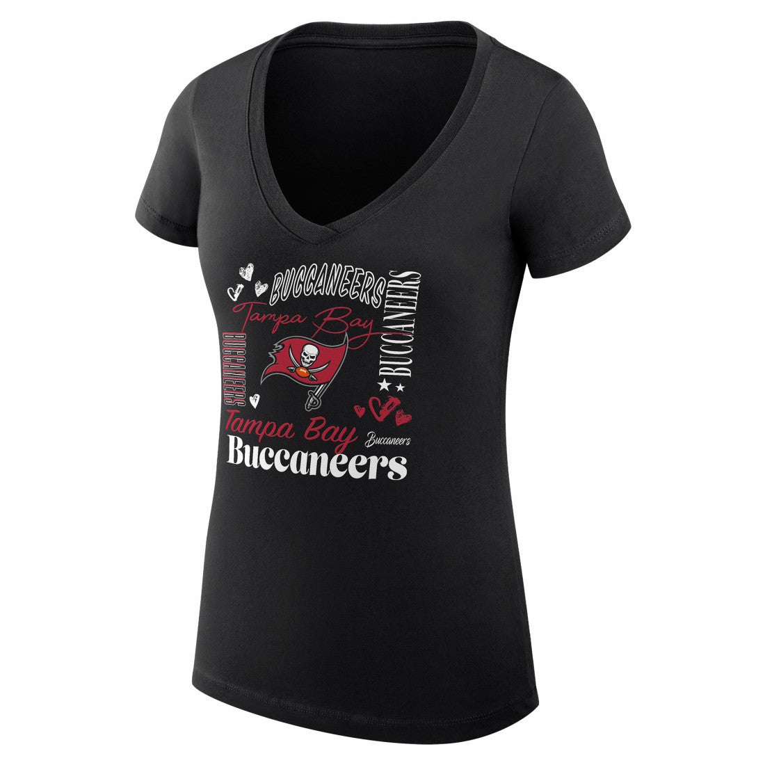 Tampa Bay Buccaneers G-III 4Her by Carl Banks Women's Super-Slim Fit Lightweight Collage Team V-Neck T-Shirt Black
