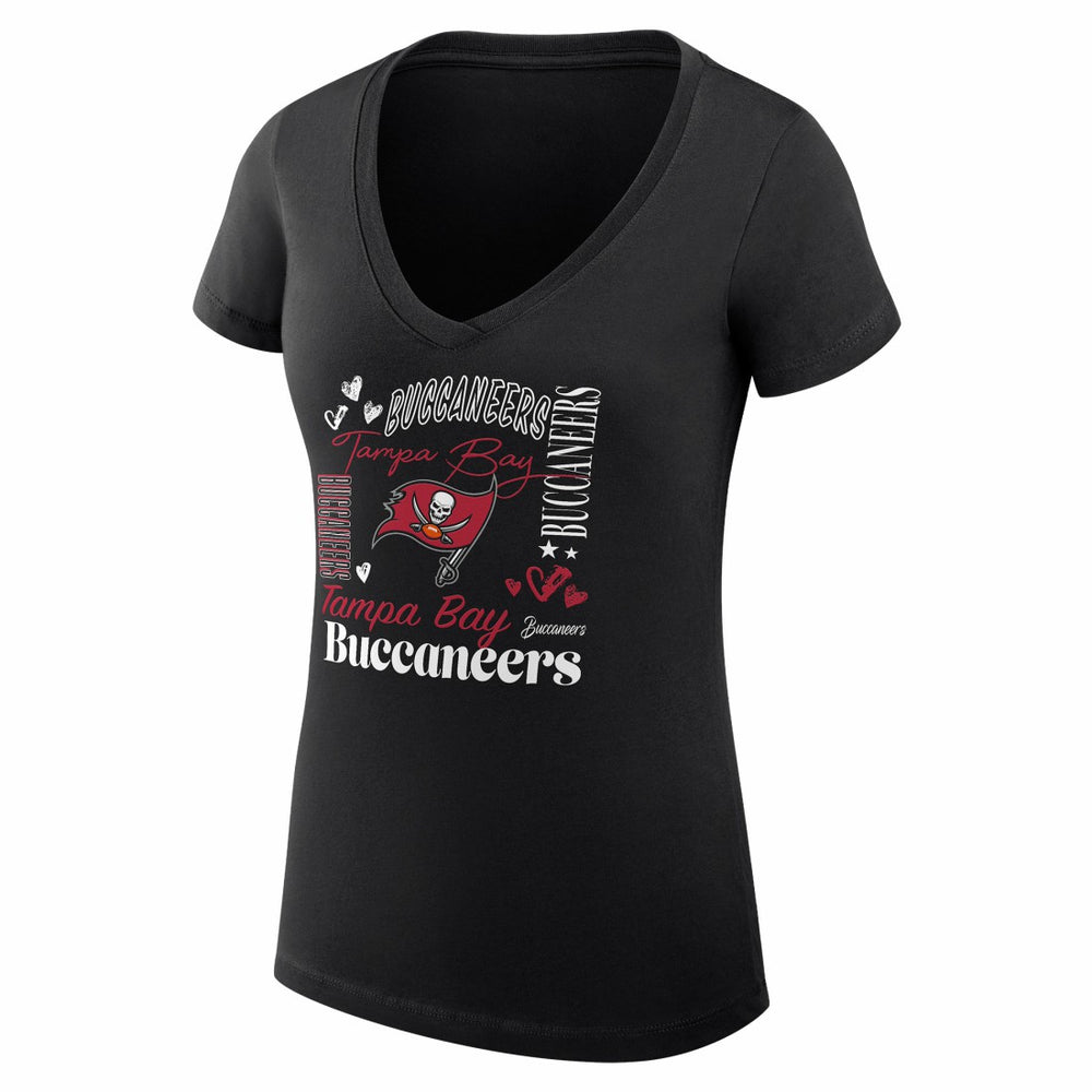 Tampa Bay Buccaneers G-III 4Her by Carl Banks Women's Super-Slim Fit Lightweight Collage Team V-Neck T-Shirt Black