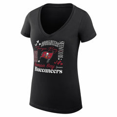 Tampa Bay Buccaneers G-III 4Her by Carl Banks Women's Super-Slim Fit Lightweight Collage Team V-Neck T-Shirt Black