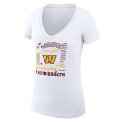 Washington Commanders G-III 4Her by Carl Banks Women's Super-Slim Fit Lightweight Collage Team V-Neck T-Shirt White