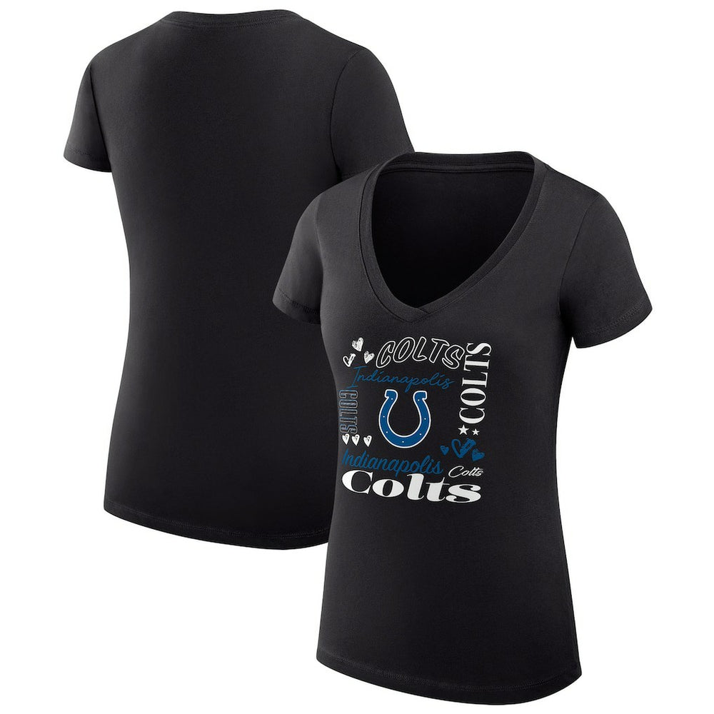 Indianapolis Colts G-III 4Her by Carl Banks Women's Super-Slim Fit Lightweight Collage Team V-Neck T-Shirt Black
