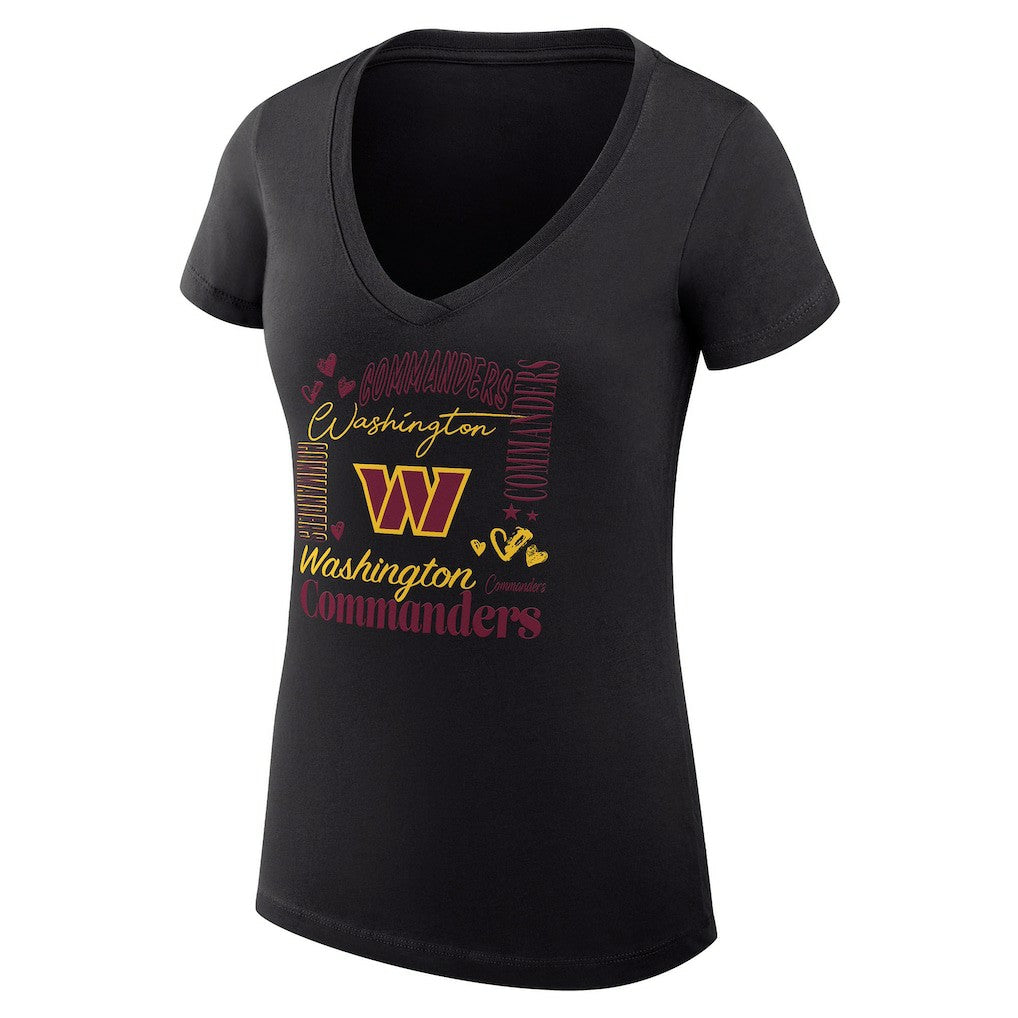 Washington Commanders G-III 4Her by Carl Banks Women's Super-Slim Fit Lightweight Collage Team V-Neck T-Shirt Black