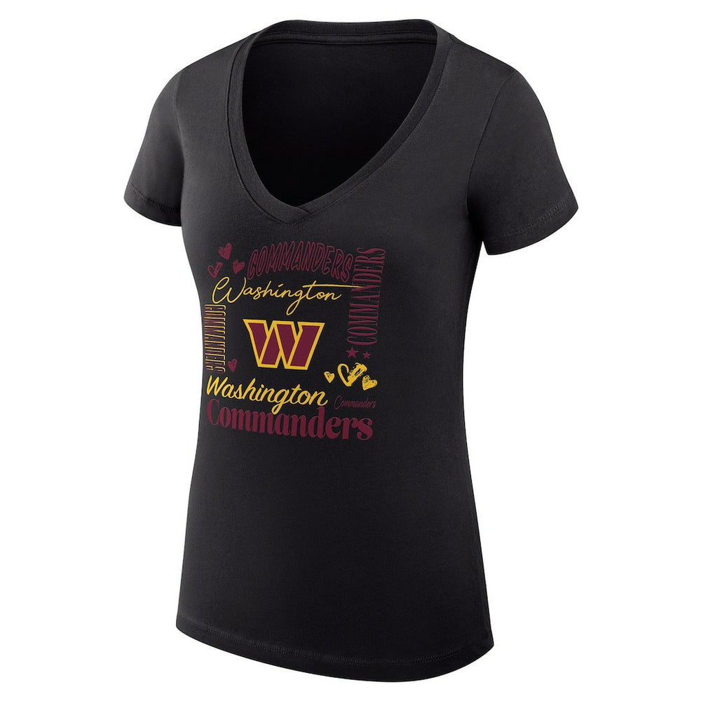 Washington Commanders G-III 4Her by Carl Banks Women's Super-Slim Fit Lightweight Collage Team V-Neck T-Shirt Black
