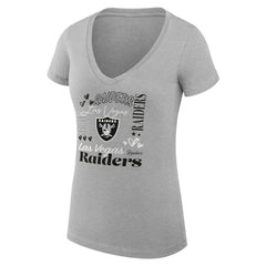 Las Vegas Raiders G-III 4Her by Carl Banks Women's Super-Slim Fit Lightweight Collage Team V-Neck T-Shirt Heather Gray
