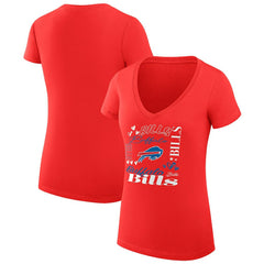Buffalo Bills G-III 4Her by Carl Banks Women's Super-Slim Fit Lightweight Collage Team V-Neck T-Shirt Red