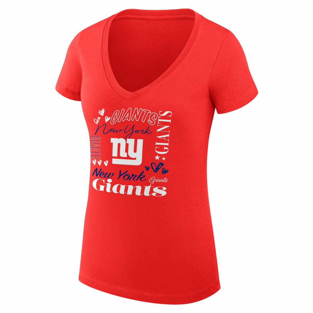 New York Giants G-III 4Her by Carl Banks Women's Super-Slim Fit Lightweight Collage Team V-Neck T-Shirt Red
