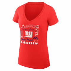 New York Giants G-III 4Her by Carl Banks Women's Super-Slim Fit Lightweight Collage Team V-Neck T-Shirt Red