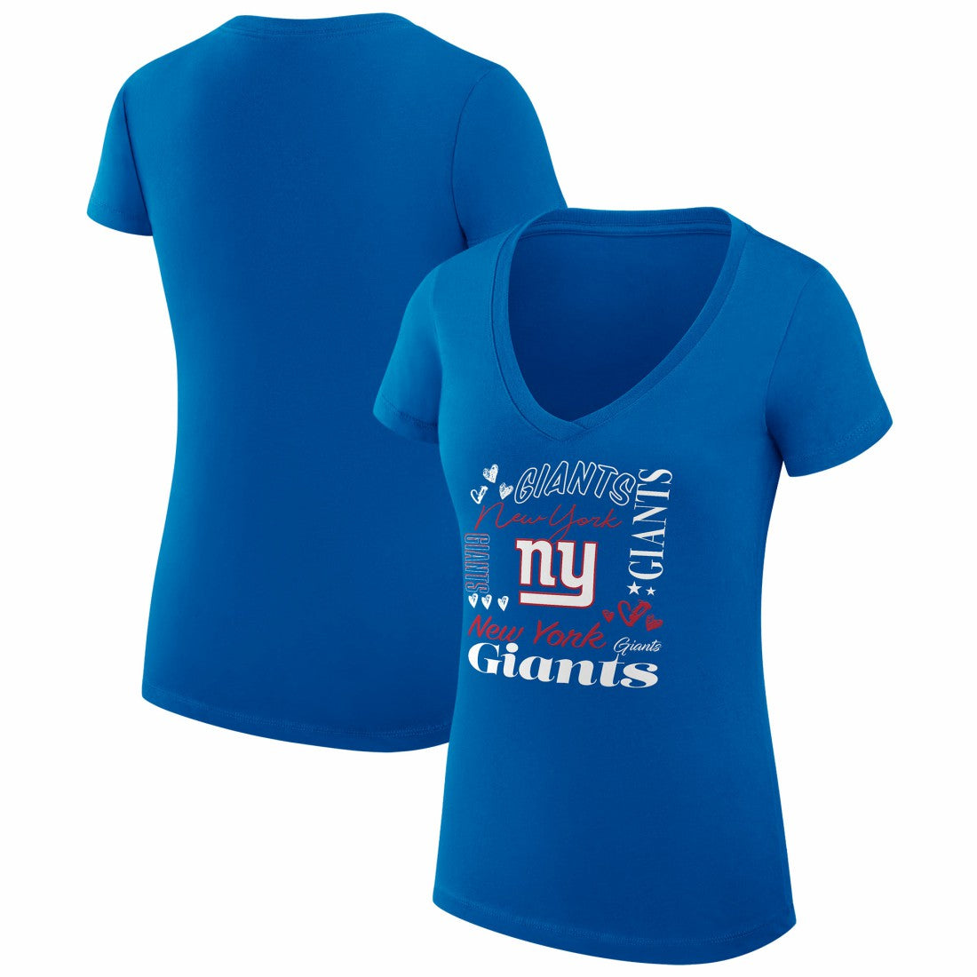 New York Giants G-III 4Her by Carl Banks Women's Super-Slim Fit Lightweight Collage Team V-Neck T-Shirt Royal