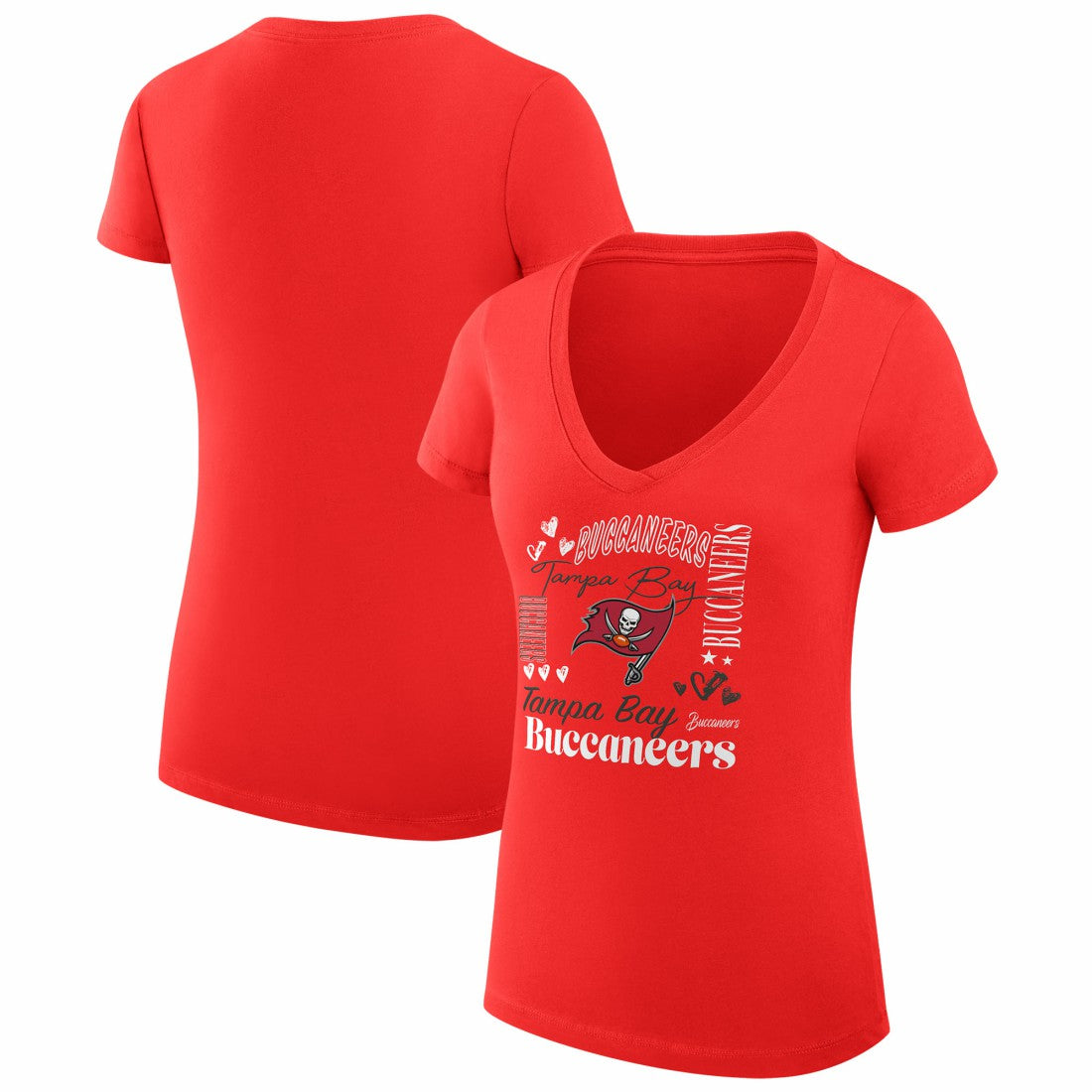 Tampa Bay Buccaneers G-III 4Her by Carl Banks Women's Super-Slim Fit Lightweight Collage Team V-Neck T-Shirt Red
