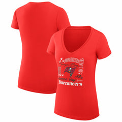 Tampa Bay Buccaneers G-III 4Her by Carl Banks Women's Super-Slim Fit Lightweight Collage Team V-Neck T-Shirt Red