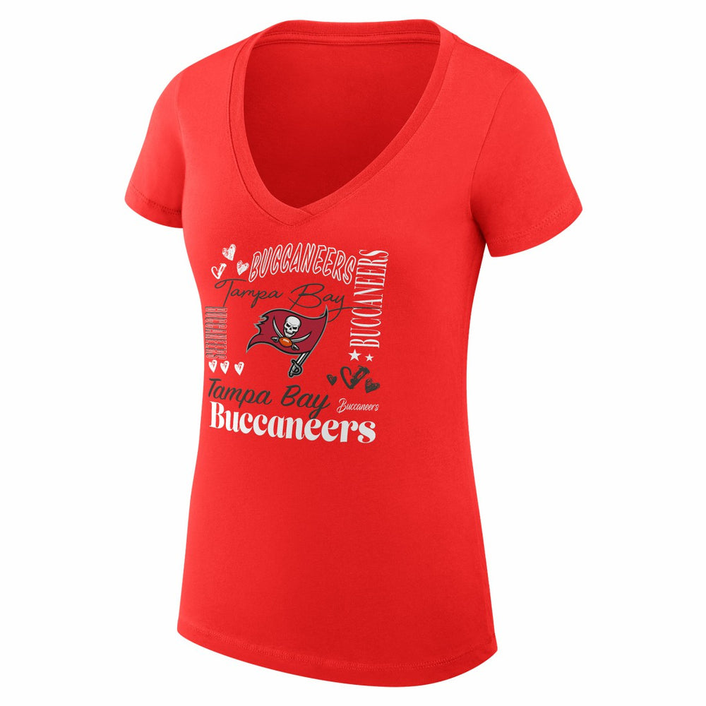 Tampa Bay Buccaneers G-III 4Her by Carl Banks Women's Super-Slim Fit Lightweight Collage Team V-Neck T-Shirt Red