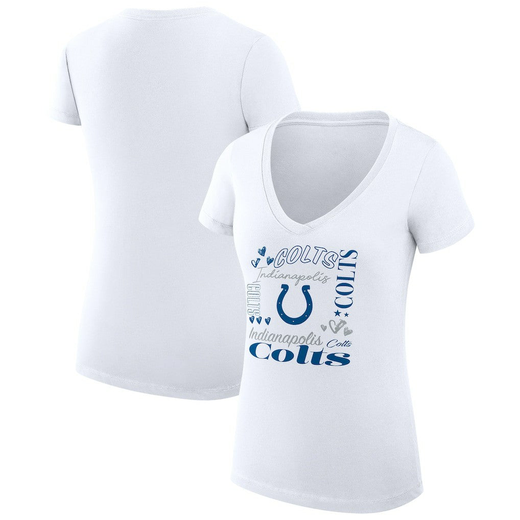 Indianapolis Colts G-III 4Her by Carl Banks Women's Super-Slim Fit Lightweight Collage Team V-Neck T-Shirt White