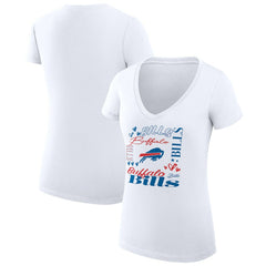 Buffalo Bills G-III 4Her by Carl Banks Women's Super-Slim Fit Lightweight Collage Team V-Neck T-Shirt White