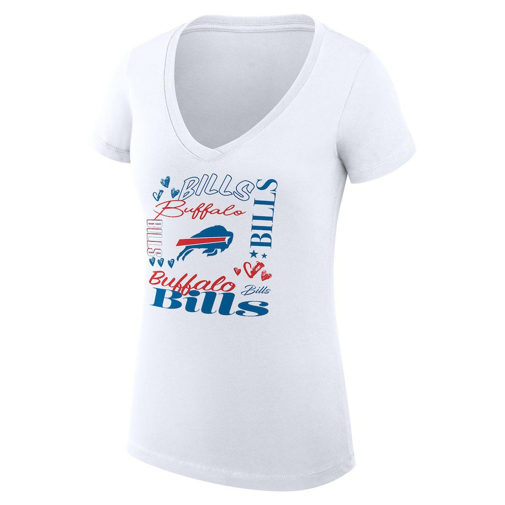 Buffalo Bills G-III 4Her by Carl Banks Women's Super-Slim Fit Lightweight Collage Team V-Neck T-Shirt White