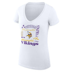 Minnesota Vikings G-III 4Her by Carl Banks Women's Super-Slim Fit Lightweight Collage Team V-Neck T-Shirt White