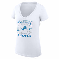 Detroit Lions G-III 4Her by Carl Banks Women's Super-Slim Fit Lightweight Collage Team V-Neck T-Shirt White