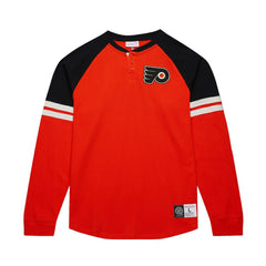 Philadelphia Flyers Mitchell & Ness Thermal Henley Long Sleeve T-Shirt - Orange - NHL 202122430
