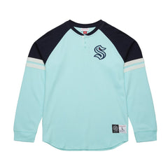 Seattle Kraken Mitchell & Ness Thermal Henley Long Sleeve T-Shirt - Light Blue - NHL 202122431