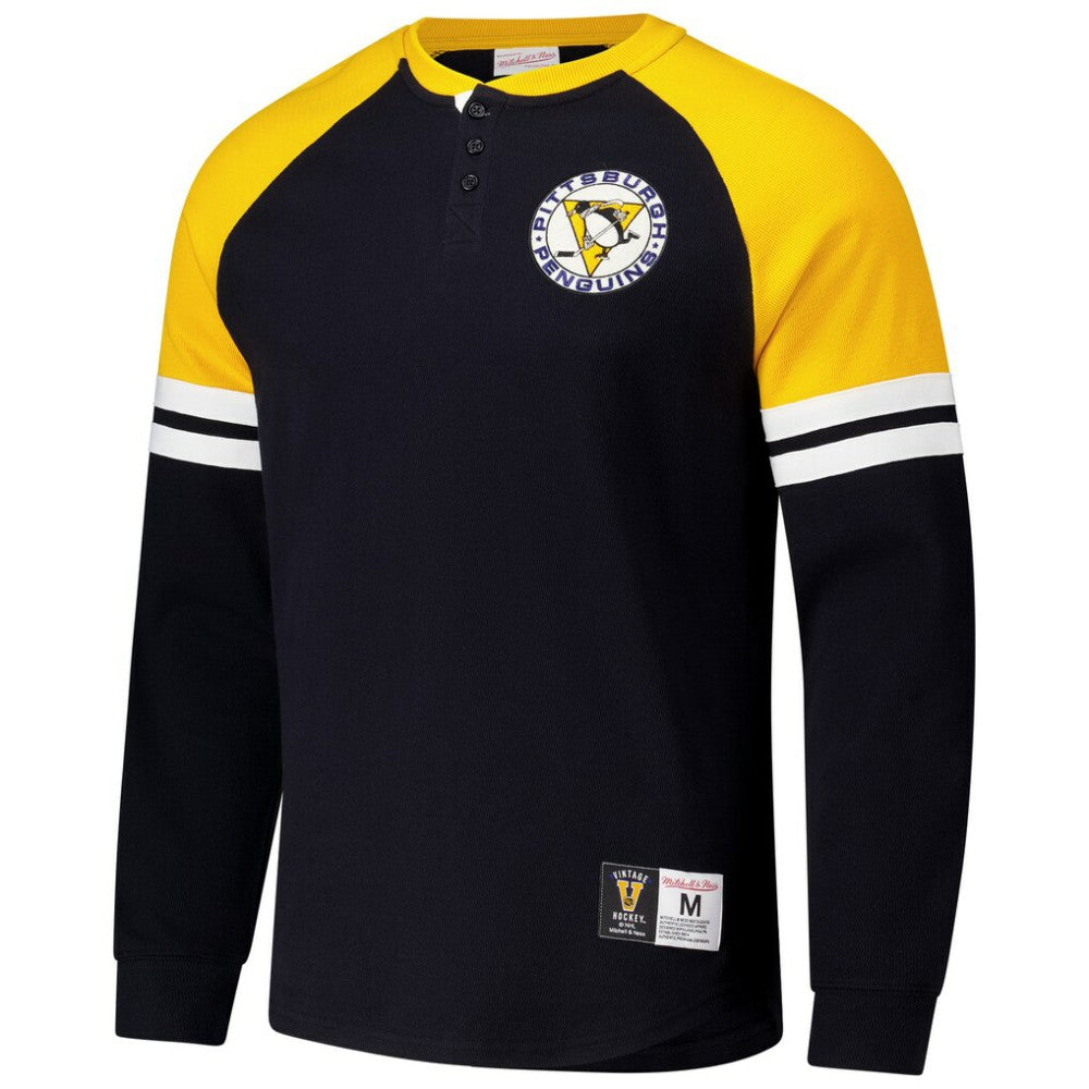 Pittsburgh Penguins Mitchell & Ness Thermal Henley Long Sleeve T-Shirt - Black - NHL 202122433