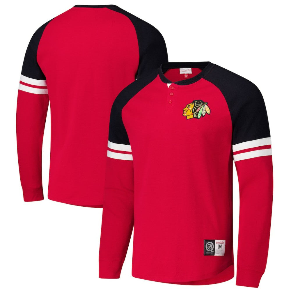 Chicago Blackhawks Mitchell & Ness Thermal Henley Long Sleeve T-Shirt - Red - NHL 202122437