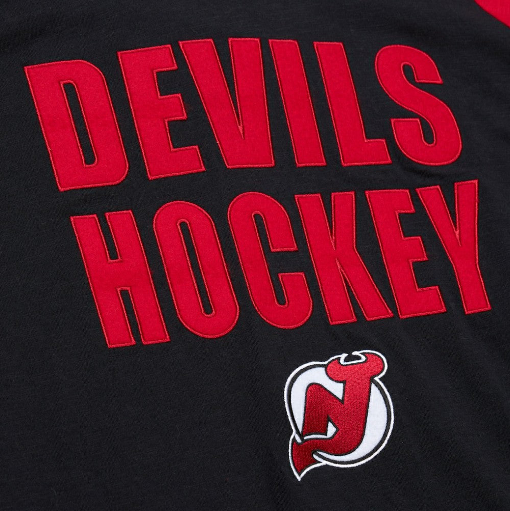 New Jersey Devils Mitchell & Ness Legendary Slub Raglan Long Sleeve T-Shirt - Black/Red - NHL 202122439