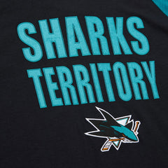 San Jose Sharks Mitchell & Ness Legendary Slub Raglan Long Sleeve T-Shirt - Black/Teal - NHL 202122440